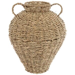 Handwoven Natural Seagrass Decorative Vase with Handles